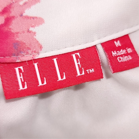 Elle High Neck High Low Pink & Blue Floral Fit & Flare Dress Sz Medium - Picture 7 of 9